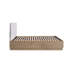 Lit coffre décor bois avec tête de lit tissu Géorgia