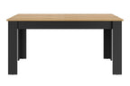 Table à manger rectangulaire extensible décor bois et noir 6 à 8 personnes Garance