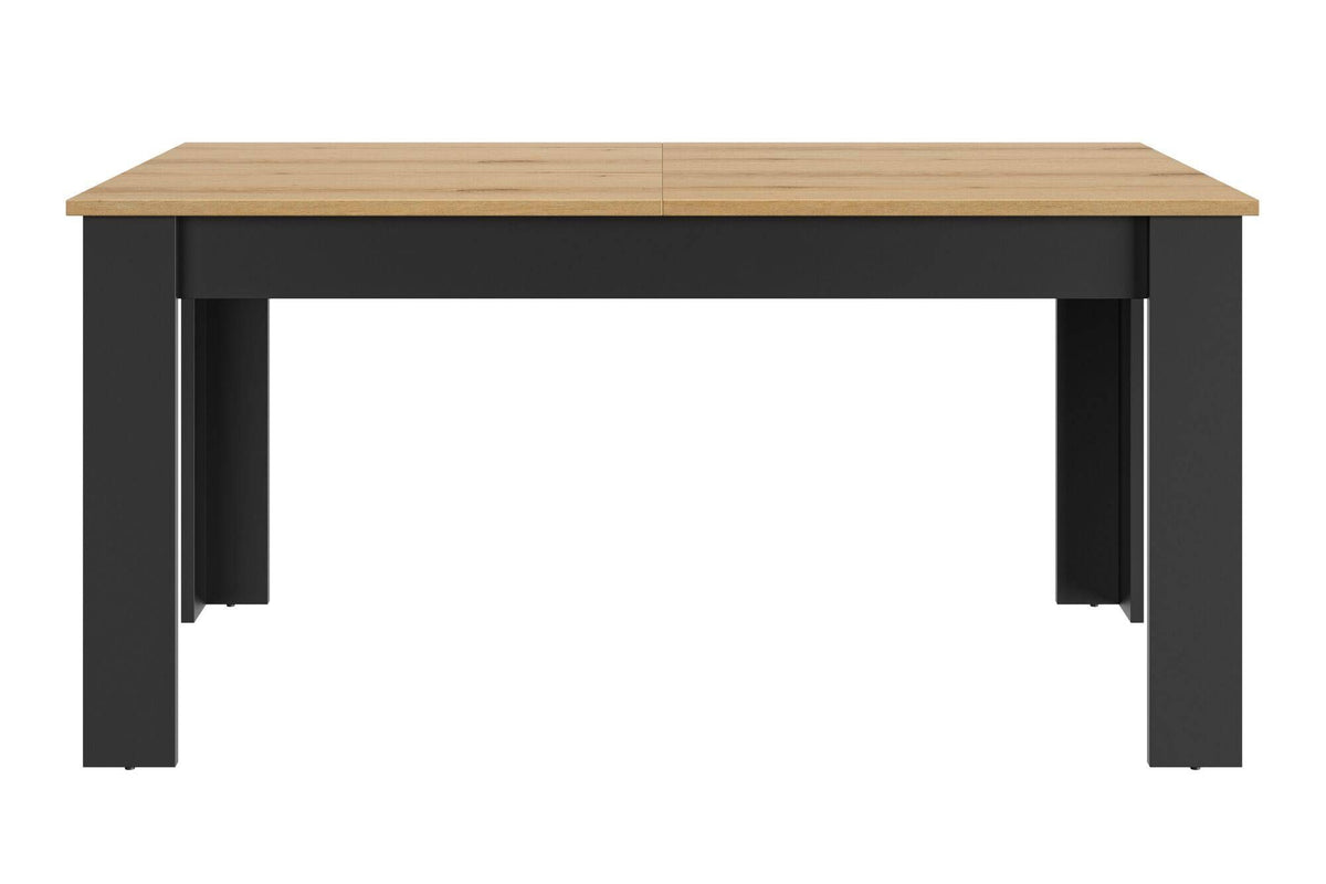 Table à manger rectangulaire extensible décor bois et noir 6 à 8 personnes Garance