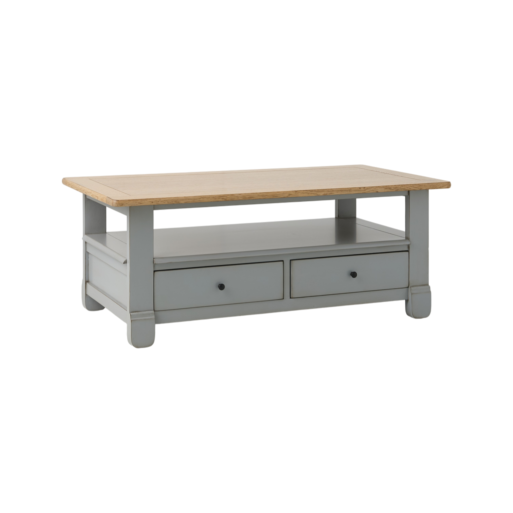 Table basse en bois massif 2 tiroirs Embellie