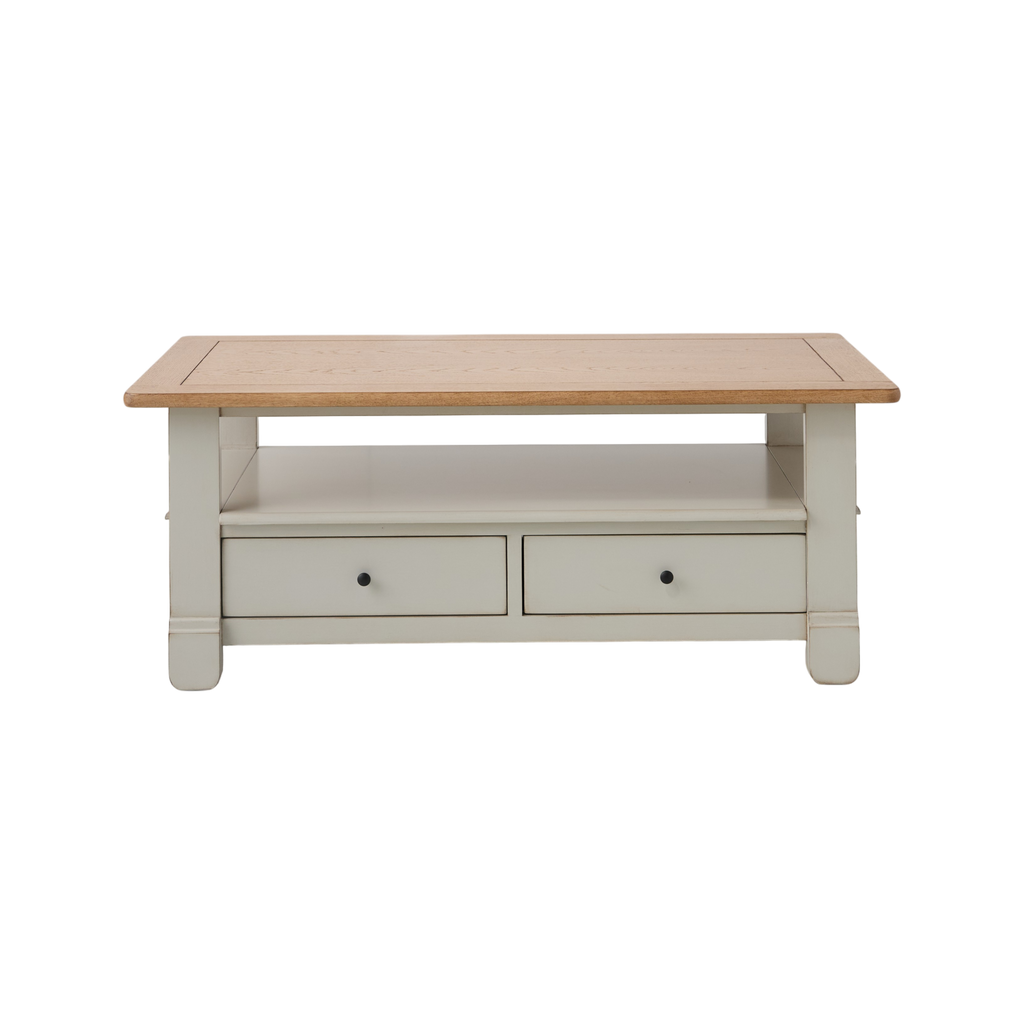Table basse en bois massif 2 tiroirs Embellie