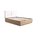 Lit coffre décor bois avec tête de lit tissu Géorgia