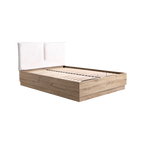 Lit coffre décor bois avec tête de lit tissu Géorgia