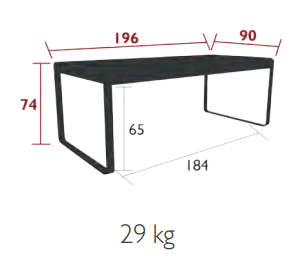 Table Rectangulaire 196 x 90 cm Bellevie en Aluminium
