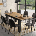 Table à manger rectangulaire extensible décor bois et noir 6 à 8 personnes Garance