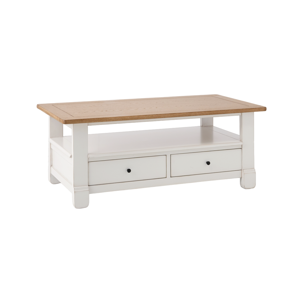 Table basse en bois massif 2 tiroirs Embellie