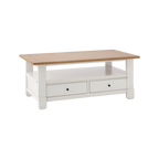Table basse en bois massif 2 tiroirs Embellie