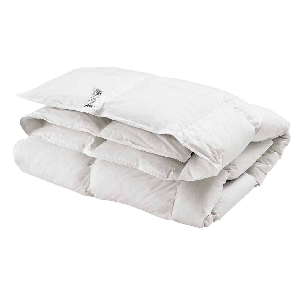 Couette chaude 70%duvet de canard Argenté et enveloppe coton percale Carla