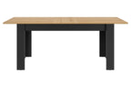Table à manger rectangulaire extensible décor bois et noir 6 à 8 personnes Garance