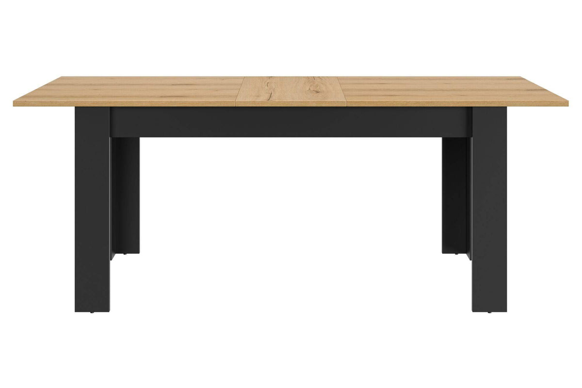 Table à manger rectangulaire extensible décor bois et noir 6 à 8 personnes Garance