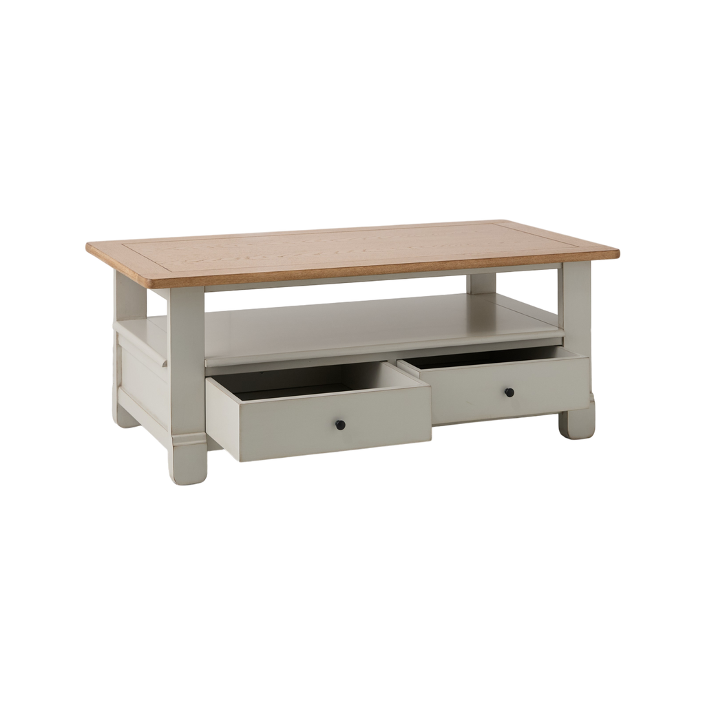 Table basse en bois massif 2 tiroirs Embellie