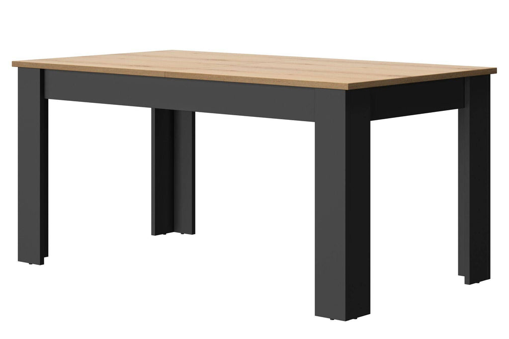 Table à manger rectangulaire extensible décor bois et noir 6 à 8 personnes Garance