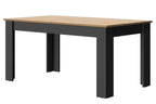 Table à manger rectangulaire extensible décor bois et noir 6 à 8 personnes Garance