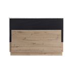 Lit coffre décor bois avec tête de lit tissu Géorgia