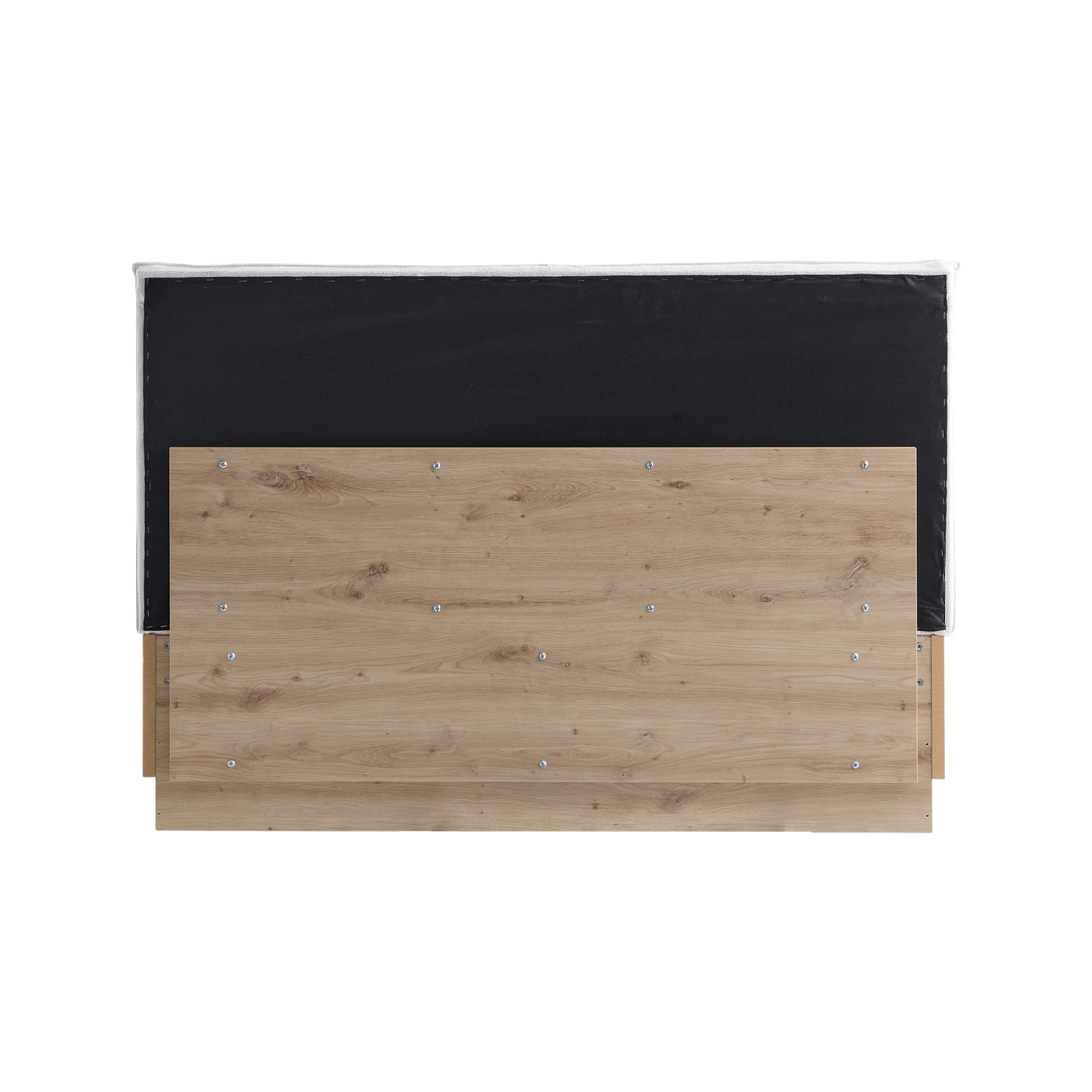 Lit coffre décor bois avec tête de lit tissu Géorgia